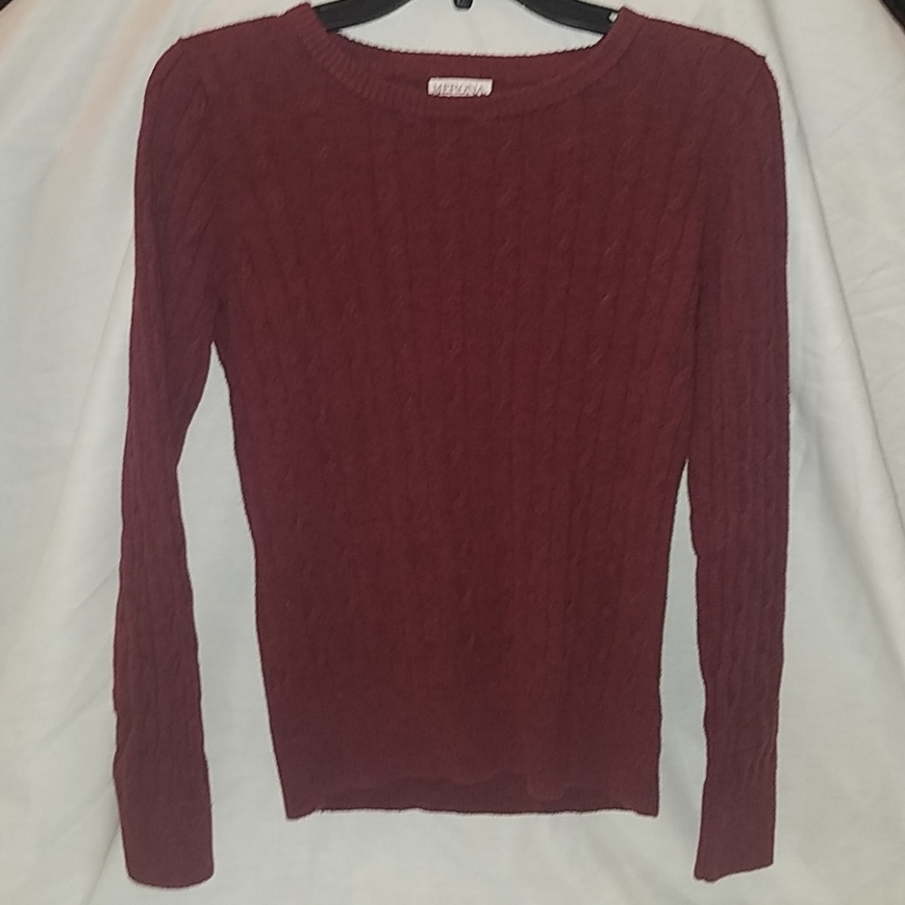 Merona Maroon Braided Knit Sweater